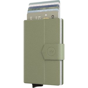 Prowallet Plus - Pebble Groen - Pasjeshouder voor 9 pasjes, briefgeld en muntgeld - Uitschuifbaar - RFID Creditcardhouder - Kaarthouder Portemonnee, Premium Pashouder voor Vrouwen - Aluminium, Kunstleer - Incl. Luxe Cadeaubox