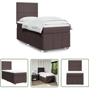 vidaXL Boxspringbed - Boxspring - Boxspring met matras stof donkerbruin 100x200 cm - Slaapcomfort - Matras - Pocketveringmatras