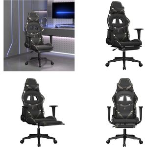 vidaXL Massage gamestoel met voetensteun kunstleer zwart en camouflage - Gamingstoel - Gamingstoelen - Televisiestoel - Racingstoel