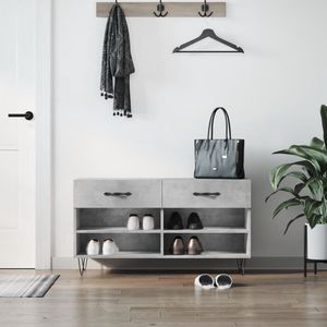 The Living Store Schoenenbank - Betongrijs - 102 x 35 x 55 cm - Trendy en praktisch