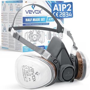 Gasmasker met A1P2 Filter - comfortabel en veelzijdig stofmasker voor bescherming tegen deeltjes, gassen en dampen