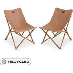 NOMAD® 2x Lounge Campingstoel Mando (set) | Beige | Comfortabel lounge model | Sterk Frame