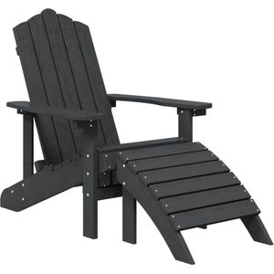 vidaXL - Tuinstoel - Adirondack - met - voetenbank - HDPE - antracietkleurig