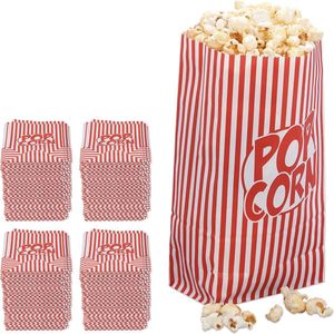Relaxdays 576x Popcorn zakjes rood-wit - popcornbakjes - uitdeelzakjes - snoepzak