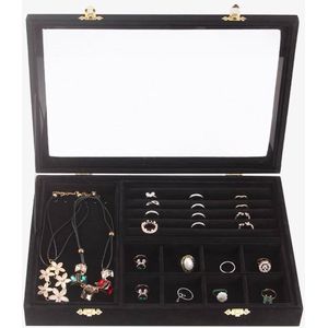Sieradendoos Joya  | Velvet | Zwart |  3 Lades | Sieradenorganizer | Jewellery organizer | Jewelery organizer | Jewellery box | Jewelery box | Sieradenbox | Sieraden opbergen | Ringendisplay | Organizer | Beautybox |