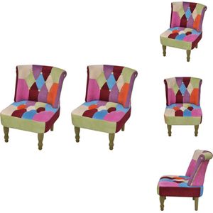 vidaXL Patchwork Stoelen - Set van 2 - 52 x 64 x 70 cm - Houten Frame - 110 kg Draagvermogen - Meerdere Kleuren - Fauteuil