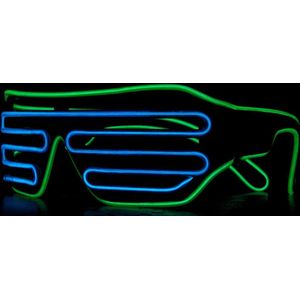 LED Bril Shutter - Groen Blauw - Lichtgevende Bril - Feestbril - Partybril - Festival Bril