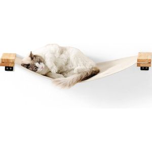 Kattenhangmat muur, 91 x 33 cm kattenbrug van natuurlijk massief rubberhout, kattenbed aan de muur voor doe-het-zelf kattensnelweg en kattenmuur voor katten