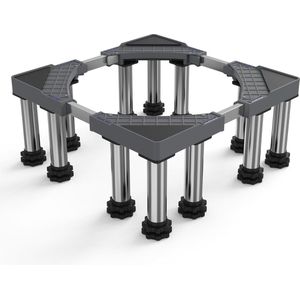 Wasmachine-sokkel, verstelbaar, roestvrij stalen platform voor wasmachine, droger, koelkast, vriezer, stabieler, 12 poten, wasmachine-onderstel (43,5-63 cm, 18-22 cm)