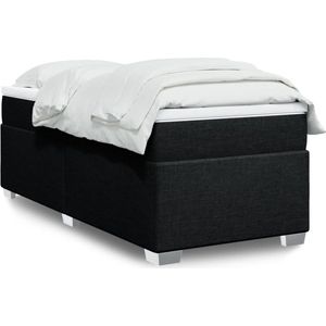 vidaXL - Boxspring - met - matras - stof - zwartx190 - cm