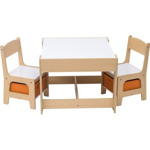 Kinderbureau - Met 2 Stoeltjes - Bureau voor Kinderen - Tekentafel - Knutseltafel - Bruin - Hout