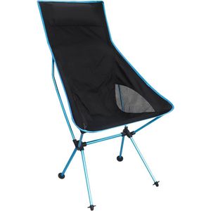 Lichte opvouwbare campingstoel met hoge rugleuning, outdoor campingstoel, draagbare rugzakstoel, voor camping, strand en reizen, met compacte draagtas (blauw)