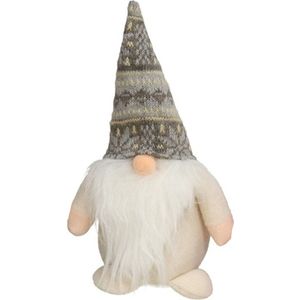 Pluche Gnome/Dwerg/Kabouter Decoratie Pop/Knuffel Kleding Creme en Muts 26 X 11 cm