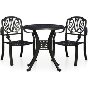 vidaXL 3-delige Bistroset gietaluminium zwart Tuinmeubels - Bistroset - Buitentijd - Terrassenset - Eetkamerset - Zwarte Bistroset - Aluminium Bistroset - Gietaluminium - Bistroset - Bistrosets - Bistro Set - Bistro Sets