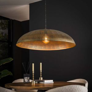 Grote ronde eettafel hanglamp Cosmic | 1 lichts | bruin | hout / metaal | Ø 90 cm | in hoogte verstelbaar tot 150 cm | eetkamer / woonkamer | dimbaar | modern / sfeervol design