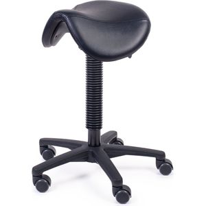 MTM zadelkruk FREYA 200-N – zwarte zadelzitting – kunstleer – kunststof kruisvoet – op wielen – 52/72 cm