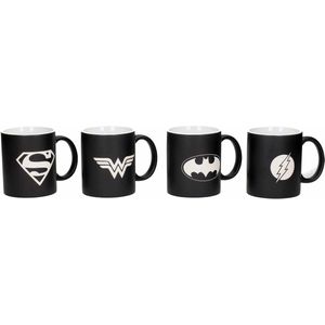 DC Comics: Justice League - 4 Laser Etched Black and White Mugs