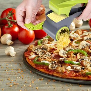 Masthome Rotating Cheese Grater, Manual Hand Grater with Stainless Steel Drum, Kitchen Grater for Grating Hard Cheese/Chocolate/Nuts/Spices and More, Green + White