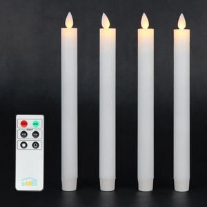 Gezellige LED-Kaarsen Vlamloze LED Flikkeren Dinerkaarsen Wit Timer Realistisch Staafkaarsen Kandelaar Warmwit Licht Hoogte 25 cm 1 Afstandsbedieningen Inbegrepen