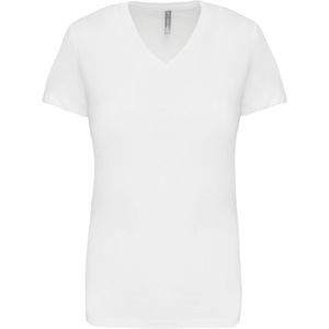 T-shirt Dames L Kariban V-hals Korte mouw White 100% Katoen