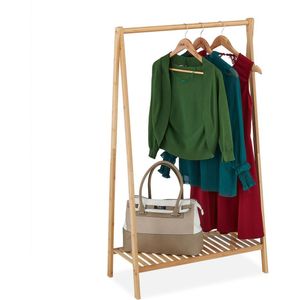 Relaxdays kledingrek bamboe - staand garderoberek met schoenenplank - kledingstandaard