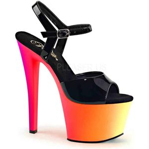 Pleaser - RAINBOW-309UV Sandaal met enkelband, Paaldans schoenen - Paaldans schoenen - 42 Shoes - Zwart/Multicolours