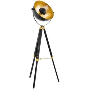 EGLO Covaleda Vloerlamp - Staande lamp - E27 - 1 lichts - 164 cm - driepoot - Zwart/Goud