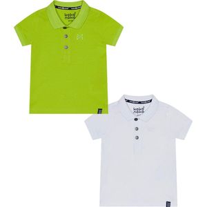 Koko Noko BIO Basics (2pack) Polo NOAH Wit en Groen - Maat 98/104