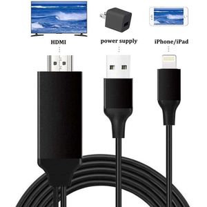 HDTV - Geschikt voor Apple iPhone Lightning naar HDMI adapter - 2 meters- geschikt voor Apple iPhones, iPad, IOS - You Tube Compatible