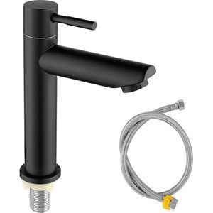 Moderne zwarte koudwaterkraan - elegant design - 1 stuk - roestvrij staal