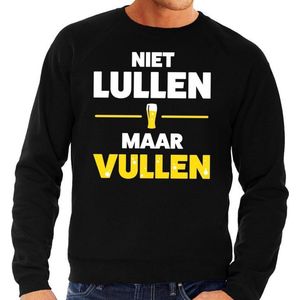 Niet lullen maar Vullen tekst sweater zwart heren - heren trui Niet lullen maar Vullen M