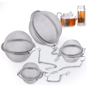 Roestvrijstalen thee-ei met fijnmazige theebal en kettinghaak voor losse thee (zilver theepotvorm 45/55/7/9cm) - Set van 4 stuks