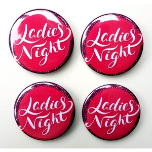 Set met 4 buttons Lady's Night - button - vrijgezellenfeest - party