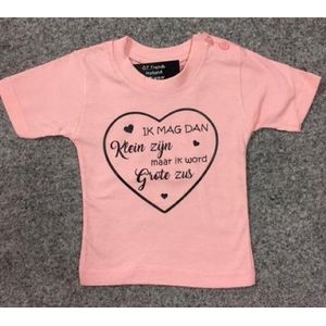 Aankondiging bekendmaking zwangerschap T-Shirt ik word grote zus maat 92 roze hartje