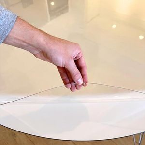 TRENTE - Doorzichtig Rond Tafelzeil op maat 2mm - Machinaal op maat tafelzeil - Diameter 145 cm