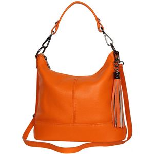 AmbraModa GLX09 - Dames handtas, schoudertas van echt leer. Oranje