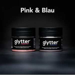 glytter® poederset met roze + blauw - Baby shower - 2 x 10 gram - 200 drankjes