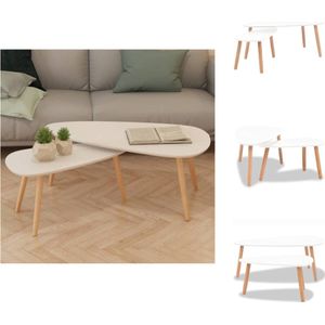 vidaXL Salontafel Set - Scandinavische Stijl - Wit - Grenenhout - MDF - 100x50x40cm - 70x34.5x35cm - Tafel