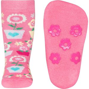 Ewers antislip sokken licht roze met bloemen