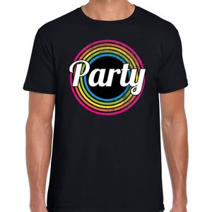 Party verkleed t-shirt zwart voor heren - discoverkleed / party shirt - Cadeau voor een disco liefhebber S