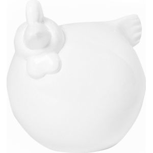 Decoratieve kip in wit gemaakt van robuuste vezelplaat, maat L - E1173-S1-W