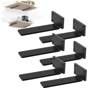 Plankdrager Beugel Zwart Roestvrij Staal Industriële Planksteun 5 mm Dik (15cm) - Set van 6 Stuks