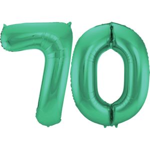 Folat Folie ballonnen - 70 jaar cijfer - glimmend groen - 86 cm - leeftijd feestartikelen