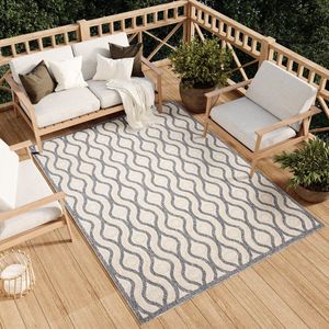 Tapiso Viera Tuintapijt Vloerkleed Beige Grijs Binnen Outdoor Maat- 160x220