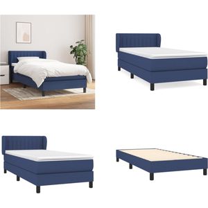 vidaXL Boxspring met matras stof blauw 100x200 cm - Boxspring - Boxsprings - Bed - Slaapmeubel
