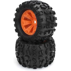 2 Stks Rubber Wielbanden Truck Wielen Band Hubs - ZD Racing 8483 - 1/8 Schaal RC Auto (Oranje) - Model Auto Accessoires Voertuig Speelgoed .