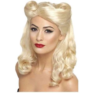 Pruik jaren 40 pin-up look blond