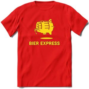 Bier Express T-Shirt | Unisex Kleding | Dames - Heren Feest shirt | Drank | Grappig Verjaardag Cadeau tekst | - Rood - S
