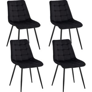 Eetkamerstoelen - Design Stoelen – Gestoffeerd - Kuipstoel - Stoel – Stoelen - Eetkamerstoelen Set van 4 - Zwart