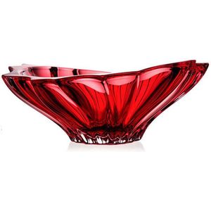 Rode kristallen schaal PLANTICA - Bohemia Kristal - luxe fruitschaal rood - 33 cm